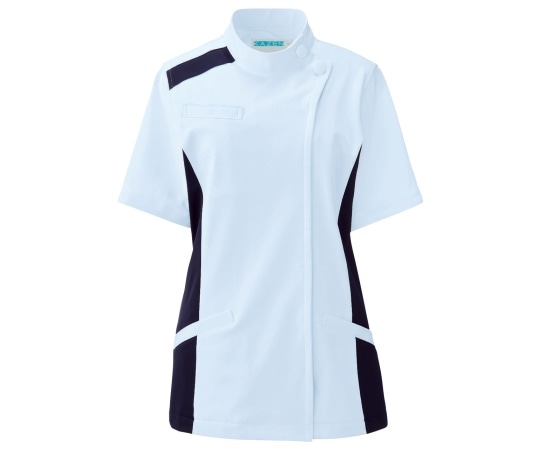 KAZEN レディスジャケット半袖 サックス M 084-21 M 1枚（ご注文単位1枚）【直送品】