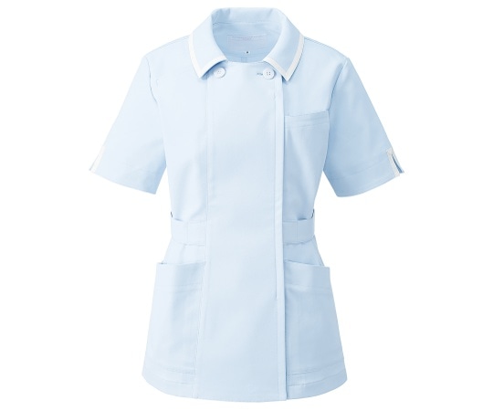 KAZEN レディスジャケット半袖 サックスxホワイト 7号 YW132-4 7 1枚（ご注文単位1枚）【直送品】