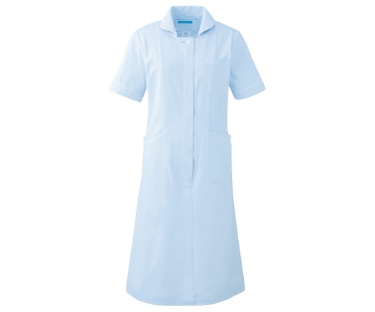 KAZEN ワンピース半袖 サックス M 020-21 M 1枚（ご注文単位1枚）【直送品】