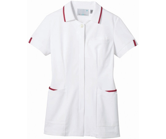 住商モンブラン ナースジャケット 半袖 白/バーガンディ M 73-2412 M 1枚(ご注文単位1枚)【直送品】