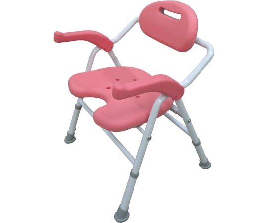 美和商事 折りたたみシャワーチェア U型座面 ピンク BF-01EU-PK 1台(ご注文単位1台)【直送品】