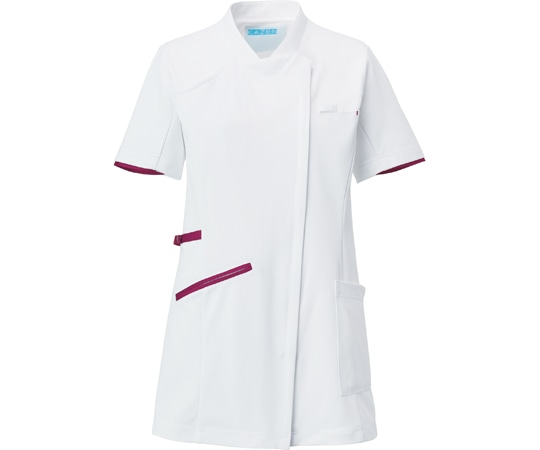 KAZEN レディスチュニックジャケット半袖 ホワイト×プラム S 985-15 1枚（ご注文単位1枚）【直送品】