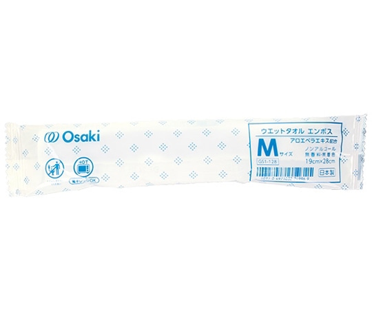 オオサキメディカル ウエットタオル エンボス M 100個×12袋入  1ケース（ご注文単位1ケース）【直送品】