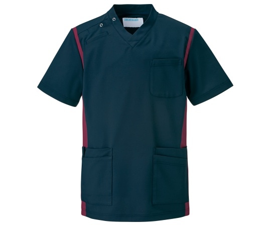 KAZEN スクラブ（男女兼用） ネイビーxワイン L 971-48 L 1枚（ご注文単位1枚）【直送品】