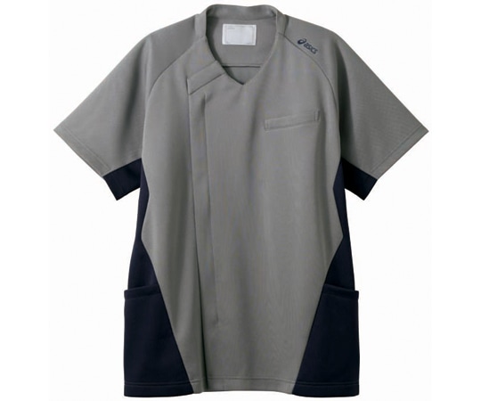 アズワン スクラブ メンズ 半袖 グレー×ネイビー M CHM859-09 M 1枚(ご注文単位1枚)【直送品】