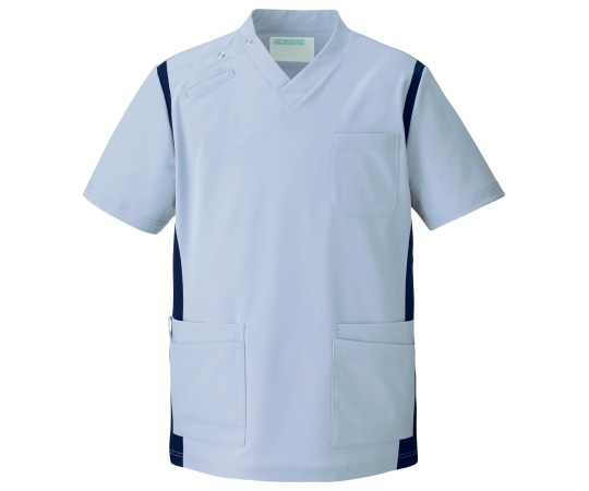 KAZEN スクラブ（男女兼用） サックスxネイビー SS 971-41 SS 1枚（ご注文単位1枚）【直送品】