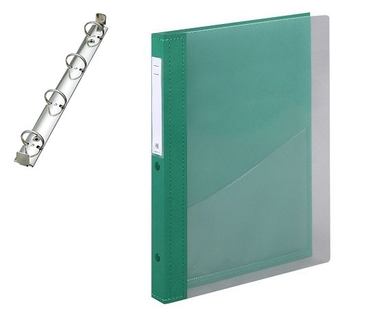 LIHITLAB カルテブック A4・4穴・クリヤー ライトグリーン CYC4-4L-4 1冊（ご注文単位1冊）【直送品】