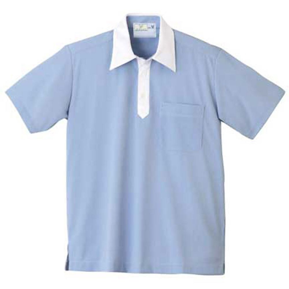 KIRAKU(トンボ) ニットシャツ ブルー 4L(身丈80cm) CR121-75 4L 1枚(ご注文単位1枚)【直送品】