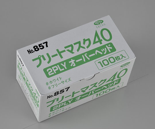 エブノ プリートマスク40 2PLY オーバーヘッド 1ケース(100枚×50箱入) 857 1ケース(ご注文単位1ケース)【直送品】