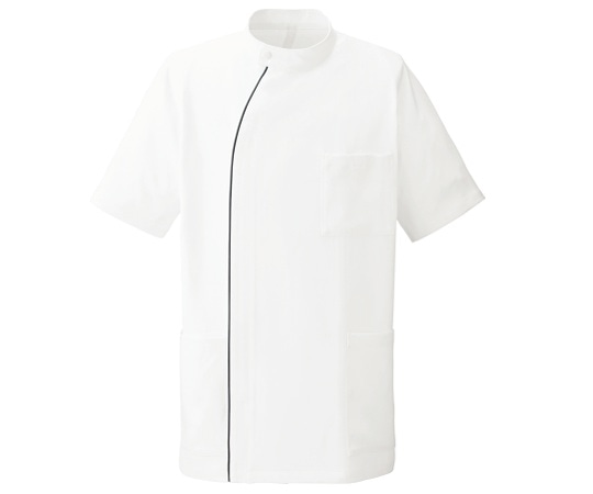 KAZEN メンズジャケット半袖 ホワイトxネイビー L YW52-1 L 1枚（ご注文単位1枚）【直送品】