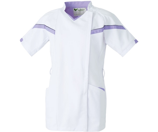 ミドリ安全 作業服 メディカルウェア ベルデクセル スクラブ VEM304上 ピュアホワイト×ラベンダー Mサイズ VEM304-UE-M 1着（ご注文単位1着）【直送品】