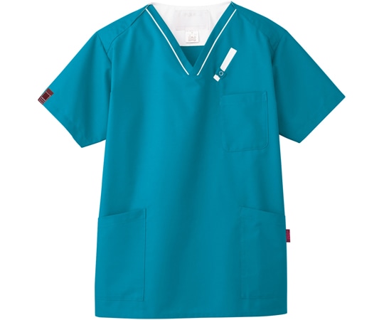 フォーク スクラブ ターコイズ×ホワイト 4L 7042SC-11 1枚（ご注文単位1枚）【直送品】