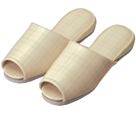 日紅商事 チェック柄前開きスリッパ ベージュ 20足セット NB5002（20ソクセット）-ベージュ-26.0cm 1箱（ご注文単位1箱）【直送品】