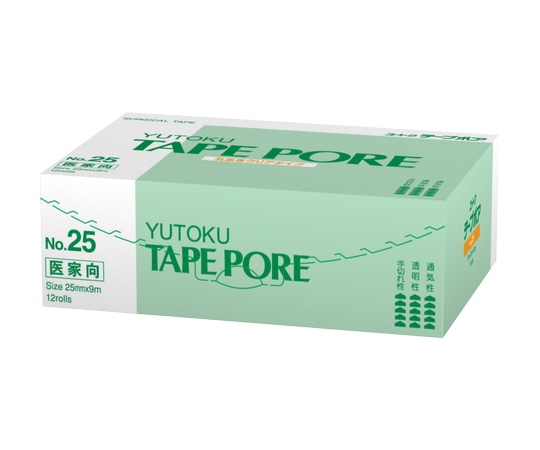 祐徳薬品工業 テープポアNO.25 25mm×9m 12巻 937-01032 1箱（ご注文単位1箱）【直送品】
