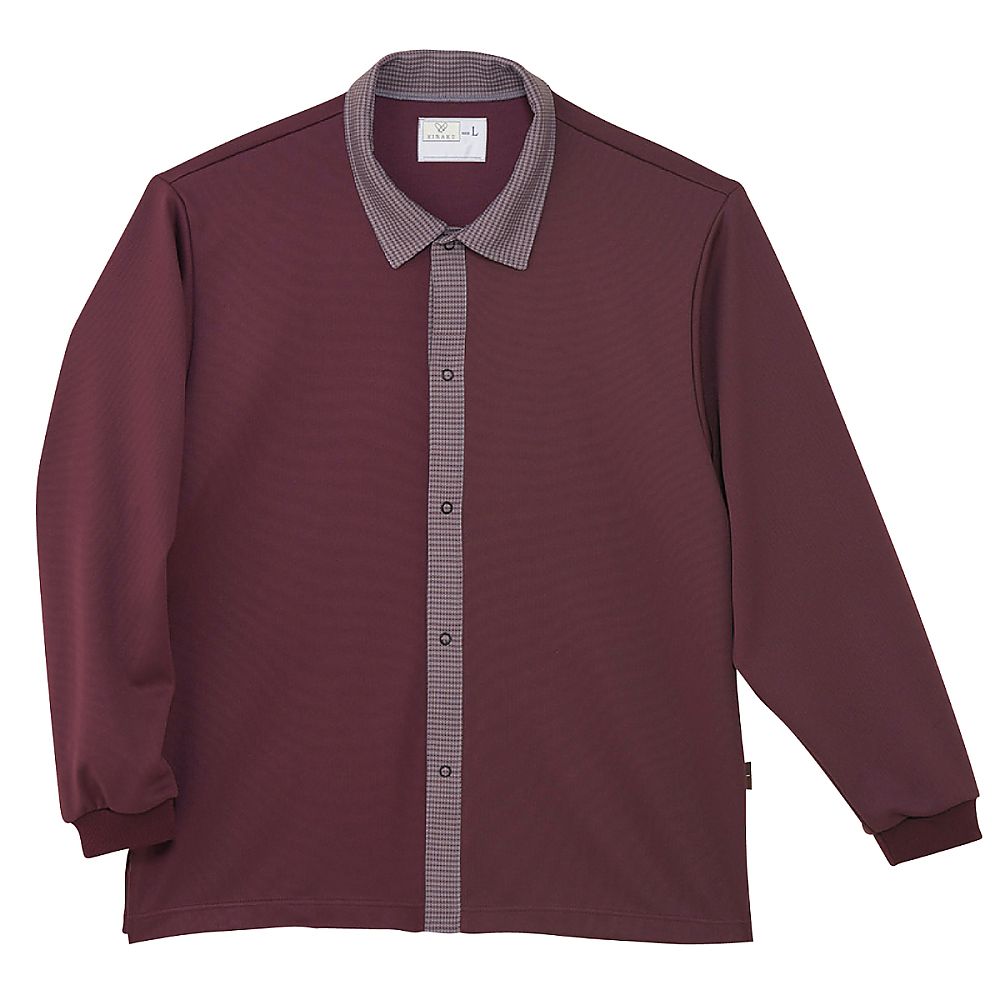 KIRAKU（トンボ） 前開きシャツ ワイン LL（身丈72cm） CV208-18 LL 1枚（ご注文単位1枚）【直送品】