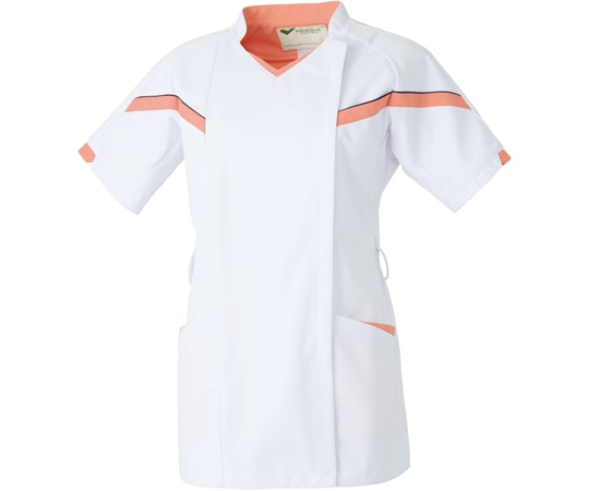 ミドリ安全 作業服 メディカルウェア ベルデクセル スクラブ VEM305上 ピュアホワイト×コーラルピンク LLサイズ VEM305-UE-LL 1着（ご注文単位1着）【直送品】