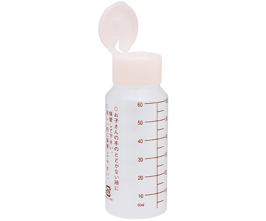 金鵄製作所 NK外用瓶 60mL ワンタッチキャップ（ホワイト:白） 赤色目盛 1箱（200本入） B3470-000WH 1箱（ご注文単位1箱）【直送品】