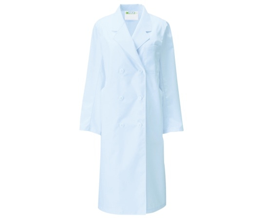 KAZEN レディス診察衣W型 長袖 サックス LL 125-71 LL 1枚（ご注文単位1枚）【直送品】