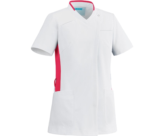 KAZEN レディススクラブ ホワイト×ピンク L 039-23 1枚（ご注文単位1枚）【直送品】