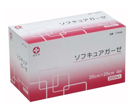 白十字 ソフキュアガーゼ 25×25cm 4折 200枚×20個入 17346 1ケース（ご注文単位1ケース）【直送品】