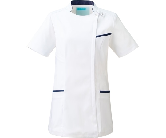 KAZEN レディスジャケット半袖 ホワイト×ネイビー L KZN700-18 L 1枚（ご注文単位1枚）【直送品】