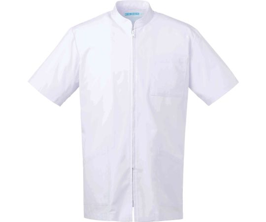 KAZEN メンズ医務衣 半袖 白 3L 327-70 3L 1枚（ご注文単位1枚）【直送品】