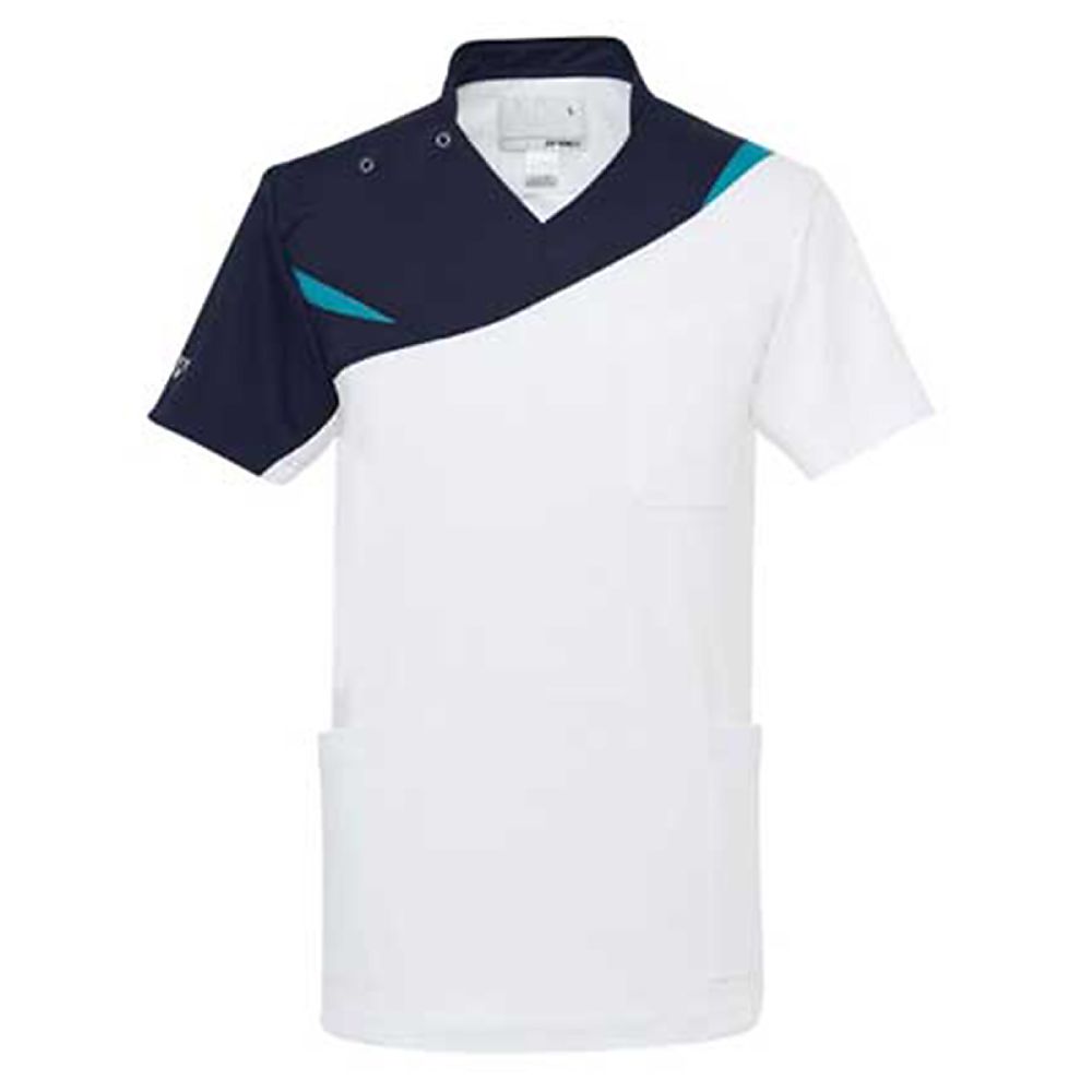 YONEX（トンボ） スクラブ ホワイト×ピーコックグリーン BLL（身丈76cm） CY801-02 BLL 1枚（ご注文単位1枚）【直送品】