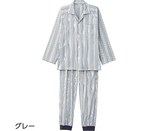 ケアファッション フルオープンパジャマ（紳士用） グレー L 01885 1着（ご注文単位1着）【直送品】