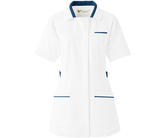 ミドリ安全 作業服 メディカルウェア 女性用チュニック VEM117上 ホワイト×ネイビー Sサイズ VEM117-UE-S 1着(ご注文単位1着)【直送品】