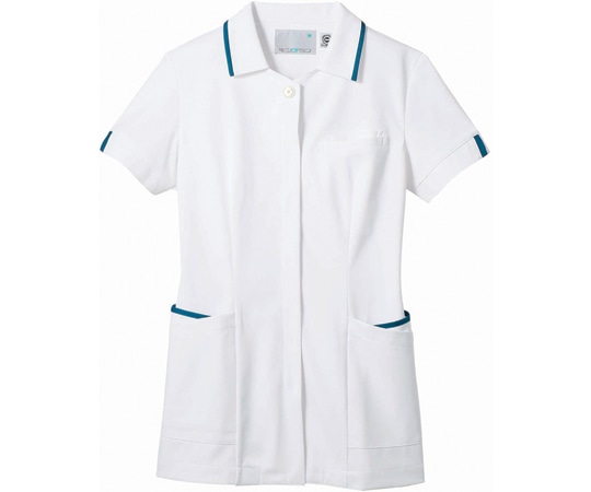 住商モンブラン ナースジャケット 半袖 白/ターコイズ L 73-2413 L 1枚（ご注文単位1枚）【直送品】