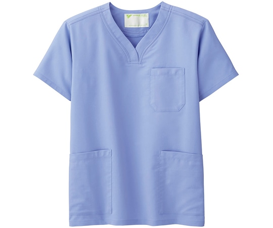 ミドリ安全 作業服 メディカルウェア ベルデクセルフレックス 男女兼用スクラブ VEM1003上 サックス 4Lサイズ VEM1003-UE-4L 1着(ご注文単位1着)【直送品】