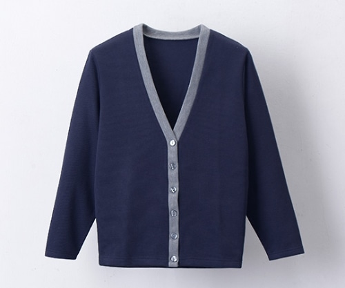 ディーフェイズ Vネックカーディガン ネービー×グレー M C-04 1枚（ご注文単位1枚）【直送品】
