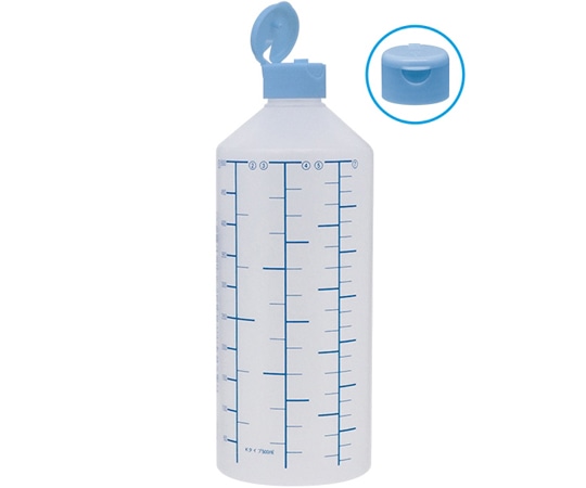 金鵄製作所 K投薬瓶 500mL ワンタッチキャップ（スカイブルー:水） 青色目盛 50本入 23260-025 1箱（ご注文単位1箱）【直送品】