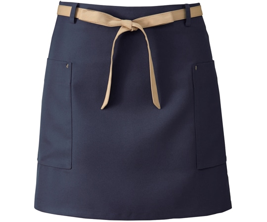 KAZEN サロンエプロン ネイビー×ベージュ フリー APK158-8 1枚（ご注文単位1枚）【直送品】