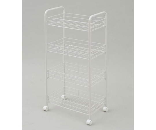 山善（YAMAZEN） スチールワゴン（キャスター付） 4段 ホワイト RWR-4C（WH） 1台（ご注文単位1台）【直送品】