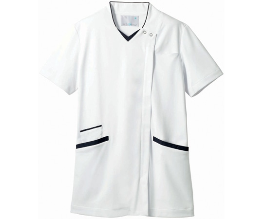 住商モンブラン スクラブ レディス 半袖 白/ネイビー L 73-2249 L 1枚(ご注文単位1枚)【直送品】