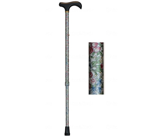 瀬川商店 アルミ製花柄伸縮杖 シロ 1853 1本（ご注文単位1本）【直送品】