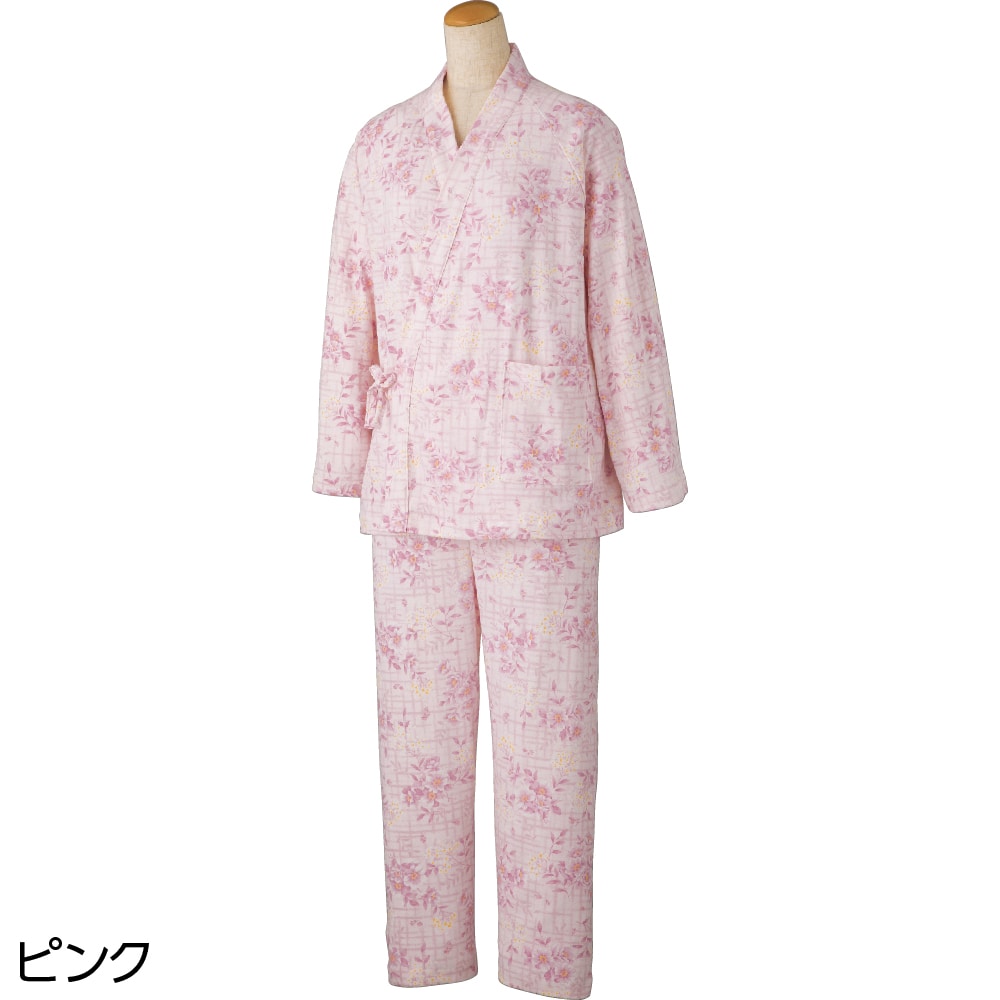ケアファッション 婦人打合せパジャマ ピンク M 800276 1個（ご注文単位1個）【直送品】