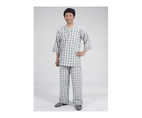 特殊衣料 寝巻き セパレートタイプ タータングリーン Mサイズ 0730 1枚（ご注文単位1枚）【直送品】