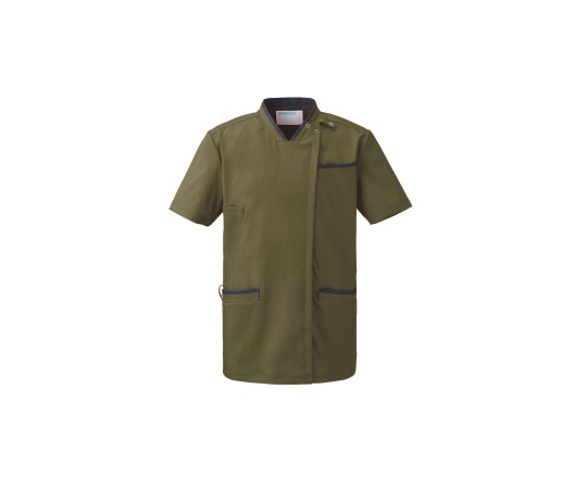 KAZEN スクラブジャケット男女半袖 カーキ×ネイビー M KZN705-49 M 1枚(ご注文単位1枚)【直送品】