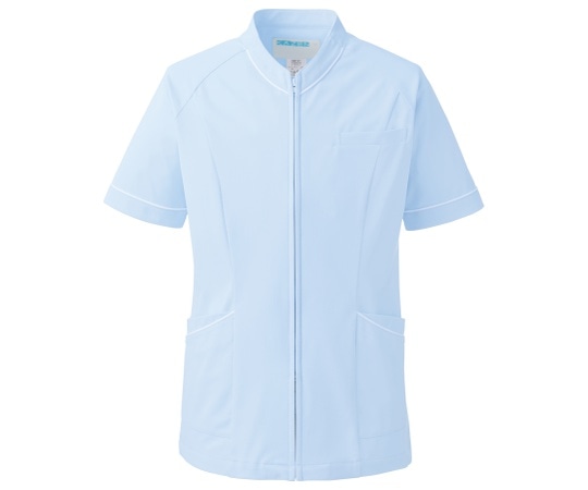 KAZEN スクラブ（男女兼用） サックスxホワイト SS 055-21 SS 1枚（ご注文単位1枚）【直送品】