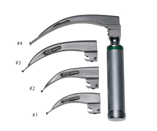 日本フリッツメディコ 喉頭鏡 マッキントシュ 4点セット 1セット(4個入) Z159-1852S 1セット(ご注文単位1セット)【直送品】