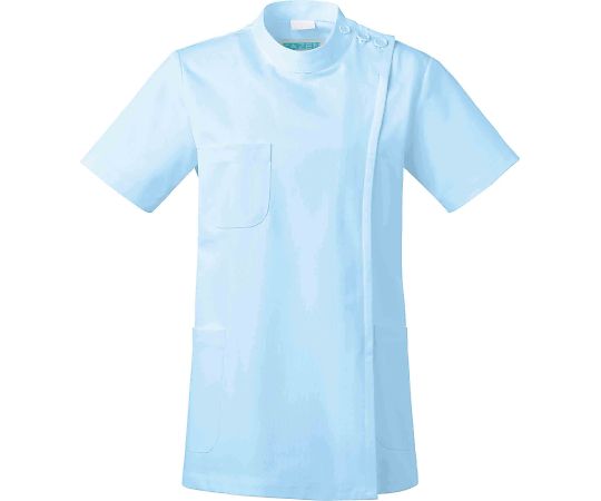 KAZEN レディス医務衣 半袖 サックス M 263-11 M 1枚（ご注文単位1枚）【直送品】