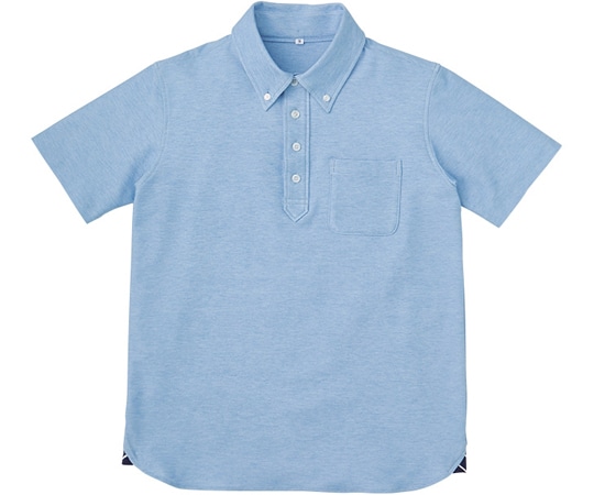 KAZEN 杢ニットシャツ 杢サックス M APK239-11 1枚（ご注文単位1枚）【直送品】