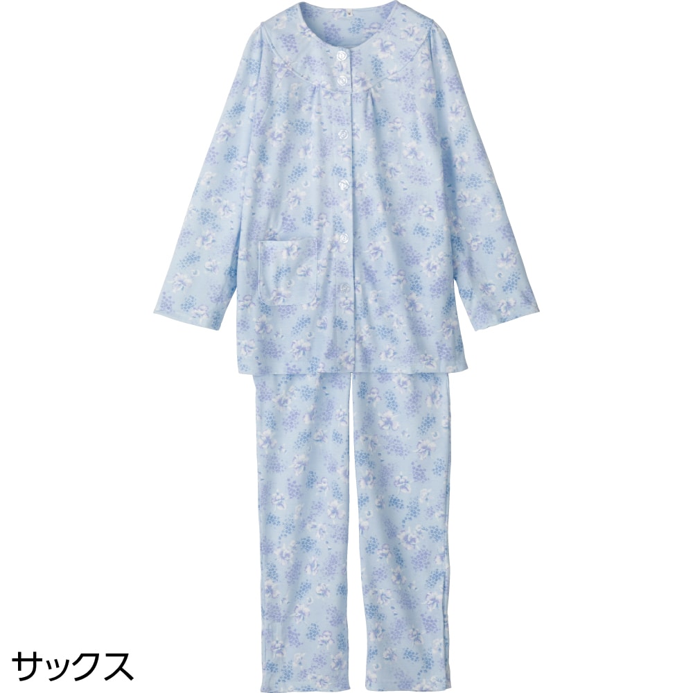 ケアファッション 婦人ワンタッチテープ+腰開きパジャマ サックス L 98092 1個（ご注文単位1個）【直送品】