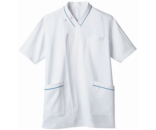 住商モンブラン スクラブ メンズ 半袖 白/ターコイズ 3L 72-1303 3L 1枚(ご注文単位1枚)【直送品】