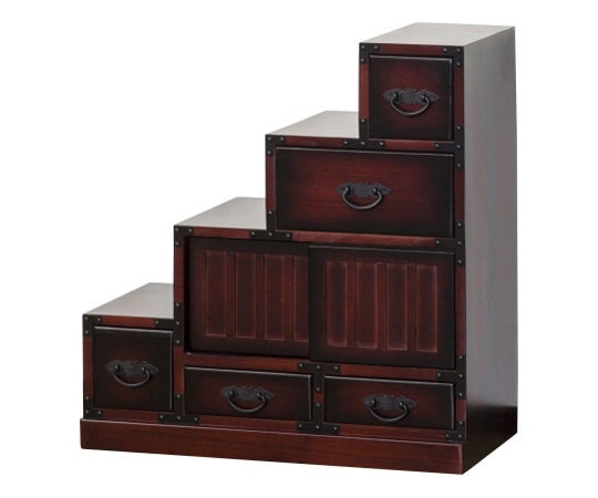 クロシオ 民芸調 階段箪笥 左下がり 64733 1台（ご注文単位1台）【直送品】