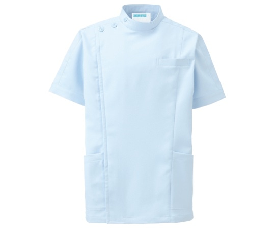 KAZEN メンズジャケット半袖 サックス L 253-21 L 1枚(ご注文単位1枚)【直送品】