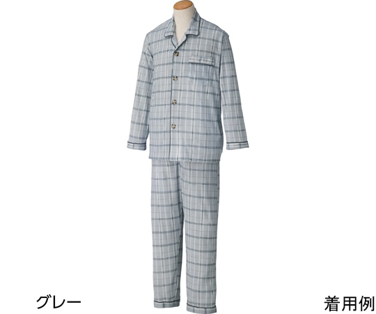 ケアファッション 紳士大きめボタンパジャマ グレー LL 89806 1着（ご注文単位1着）【直送品】