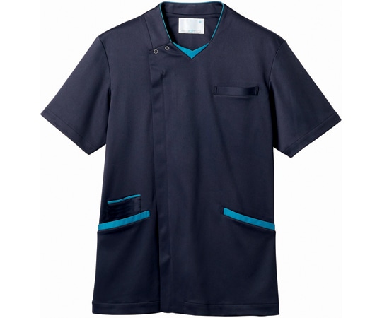 住商モンブラン スクラブ メンズ 半袖 ダークネイビー/ターコイズ L 72-1353 L 1枚(ご注文単位1枚)【直送品】